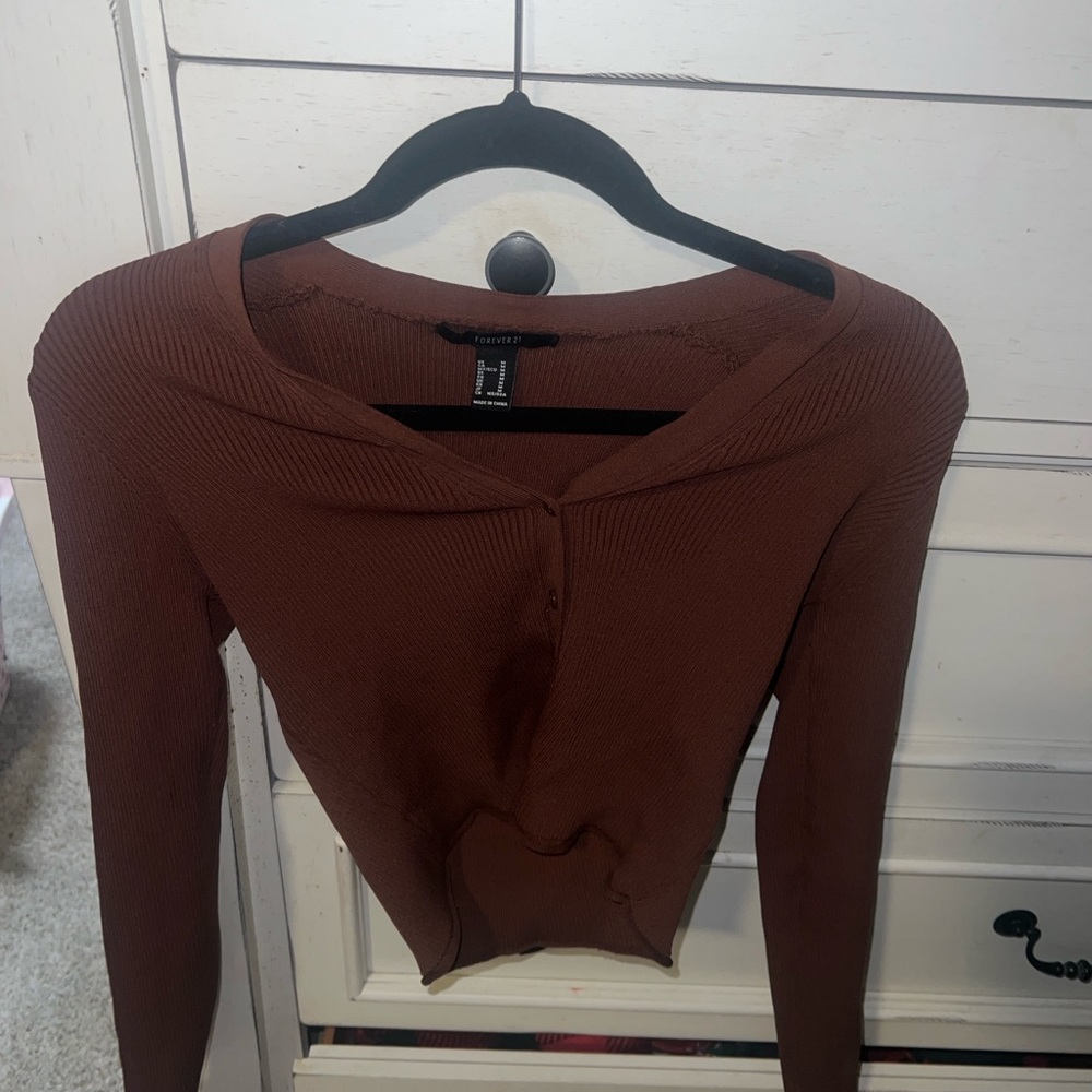 Long sleeve brown , top, forever 21